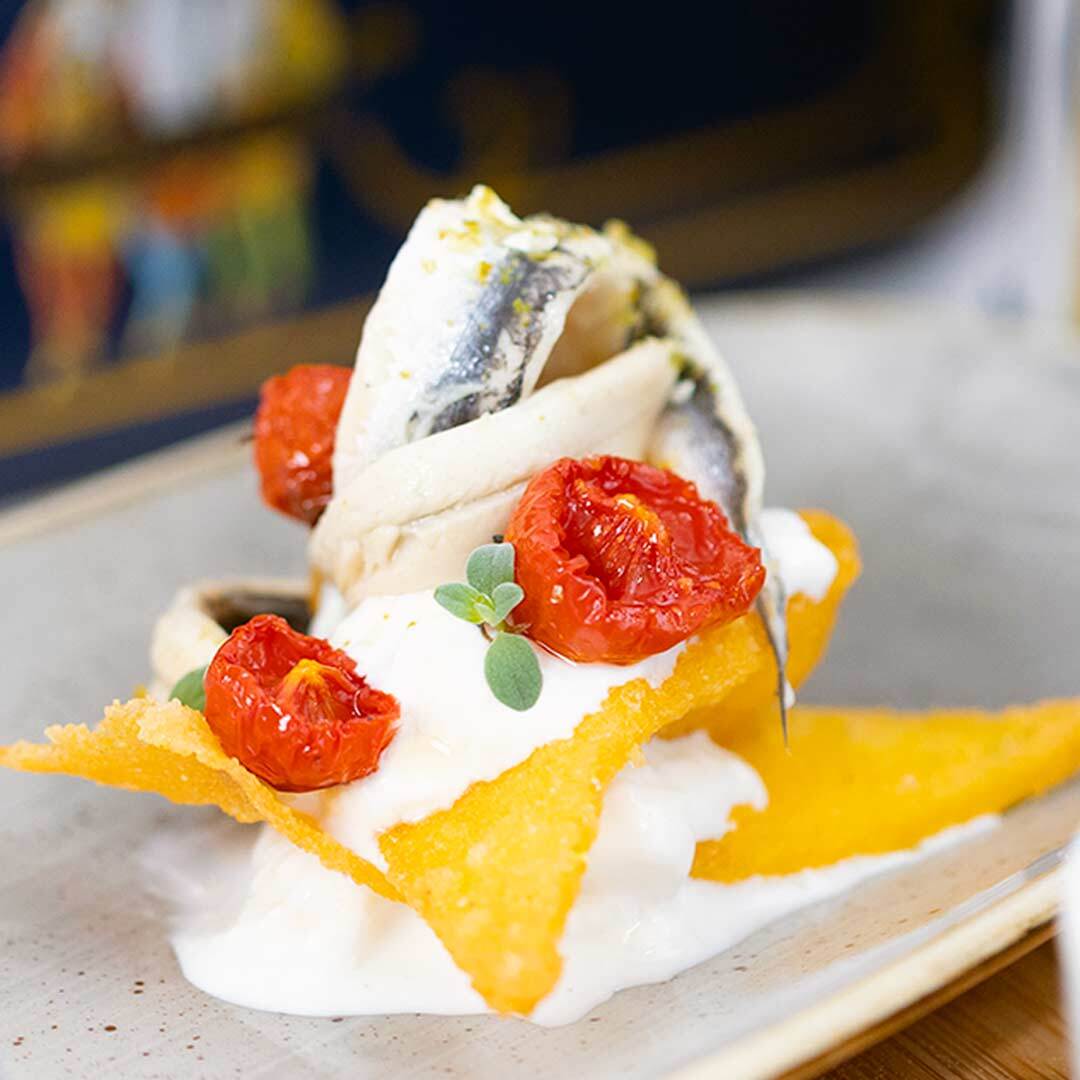 Millefoglie crispy polenta and Anchovies of the Cantabrian Sea | Rizzoli